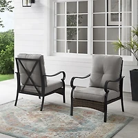 Black Metal & Wicker Outdoor Armchairs, Set of 2