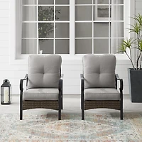 Black Metal & Wicker Outdoor Armchairs, Set of 2