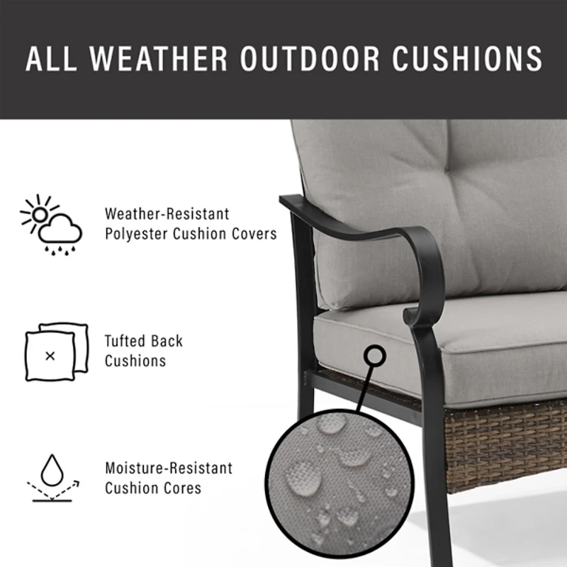 Black Metal & Wicker Outdoor Armchairs, Set of 2