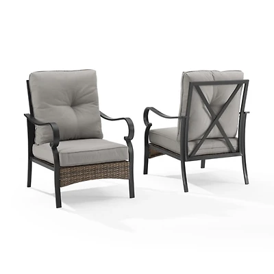 Black Metal & Wicker Outdoor Armchairs, Set of 2
