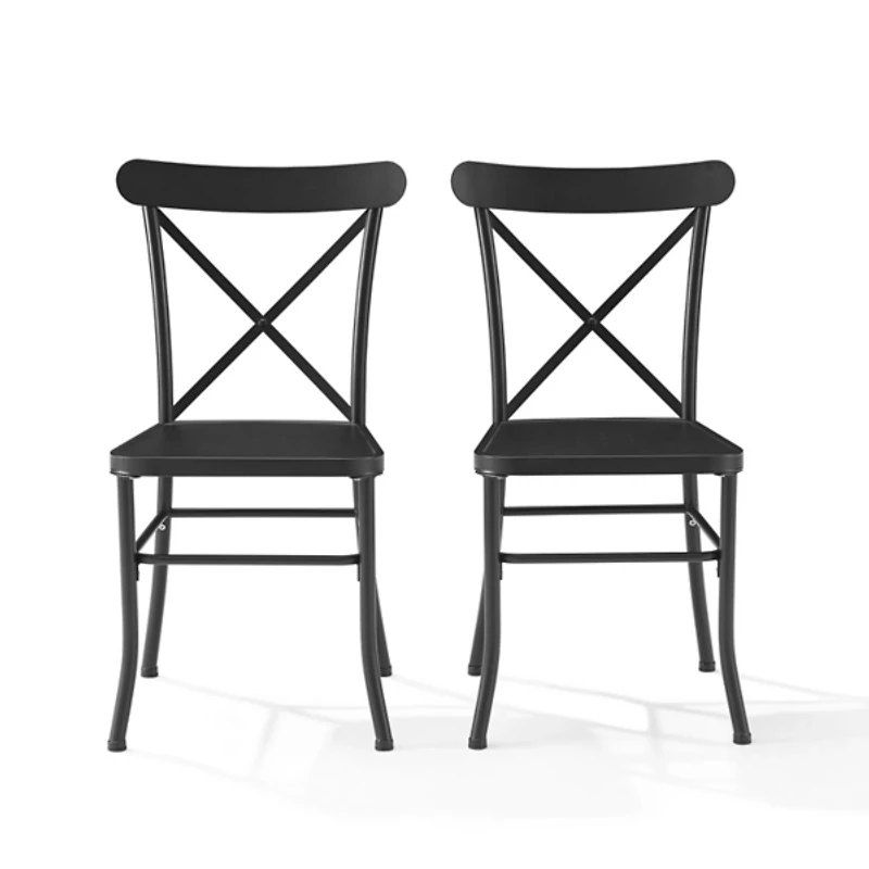 Black Metal Bistro Outdoor Dining Chairs, Set of 2