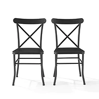 Black Metal Bistro Outdoor Dining Chairs, Set of 2