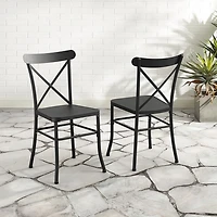 Black Metal Bistro Outdoor Dining Chairs, Set of 2