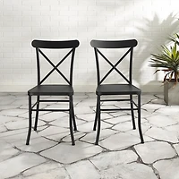 Black Metal Bistro Outdoor Dining Chairs, Set of 2