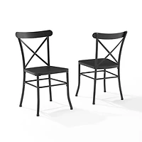 Black Metal Bistro Outdoor Dining Chairs, Set of 2