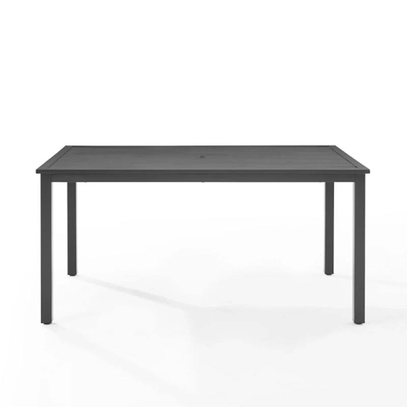 Black Metal Slatted Outdoor Dining Table