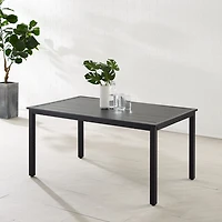 Black Metal Slatted Outdoor Dining Table