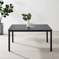 Black Metal Slatted Outdoor Dining Table