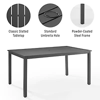 Black Metal Slatted Outdoor Dining Table