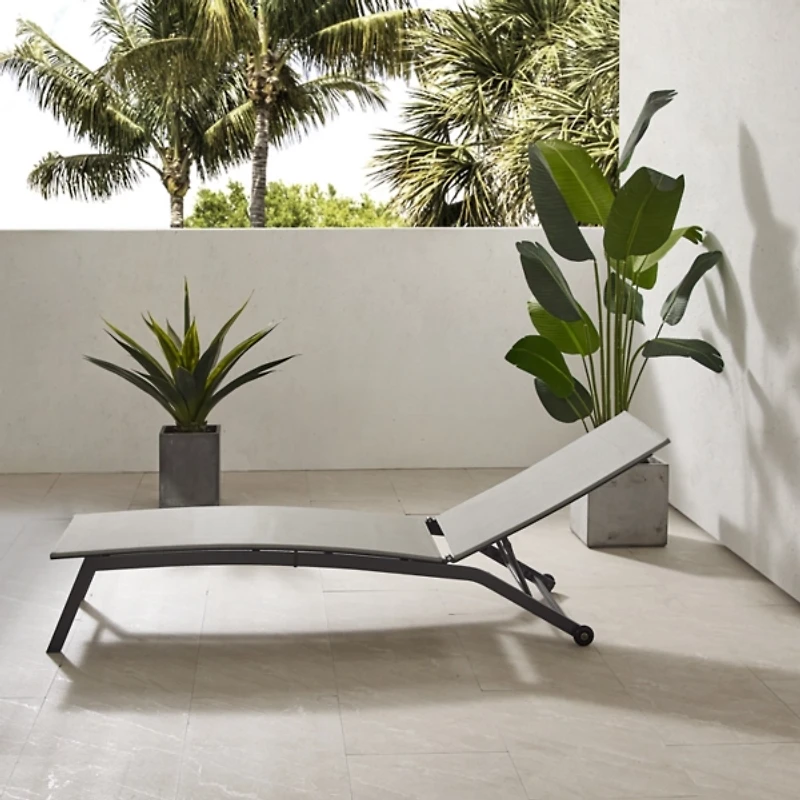 Gray Adjustable Outdoor Chaise Lounge