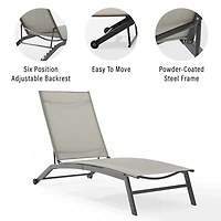 Gray Adjustable Outdoor Chaise Lounge