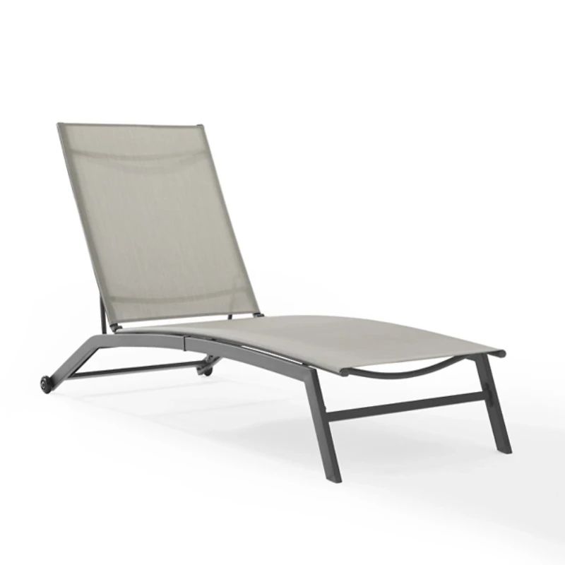 Gray Adjustable Outdoor Chaise Lounge