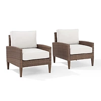 Ivory Upholstered Wicker 2-pc. Outdoor Chair Set