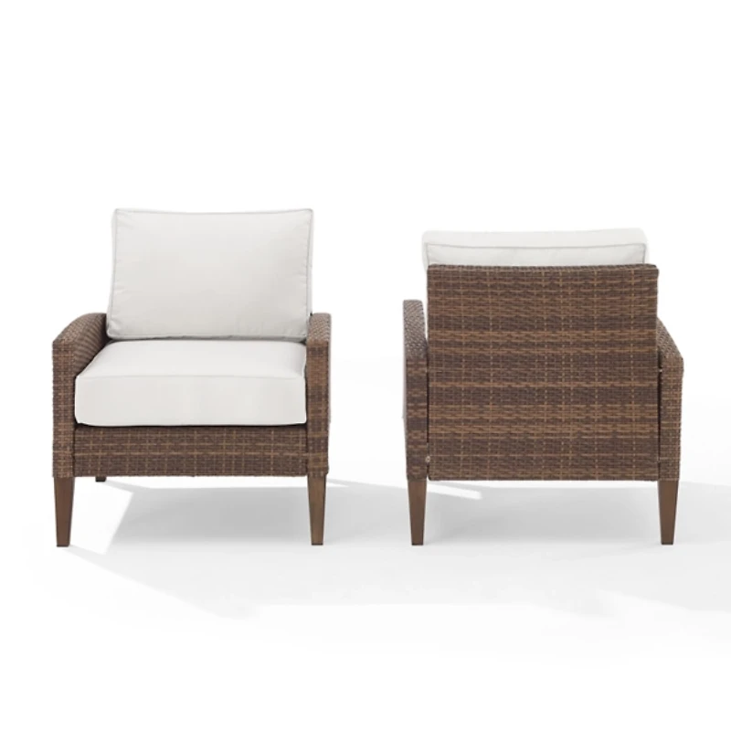 Ivory Upholstered Wicker 2-pc. Outdoor Chair Set