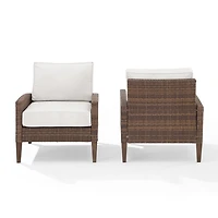 Ivory Upholstered Wicker 2-pc. Outdoor Chair Set