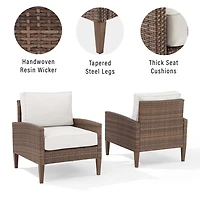 Ivory Upholstered Wicker 2-pc. Outdoor Chair Set