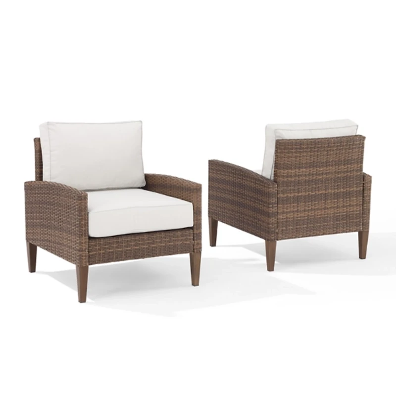 Ivory Upholstered Wicker 2-pc. Outdoor Chair Set