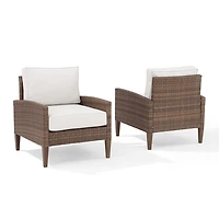 Ivory Upholstered Wicker 2-pc. Outdoor Chair Set
