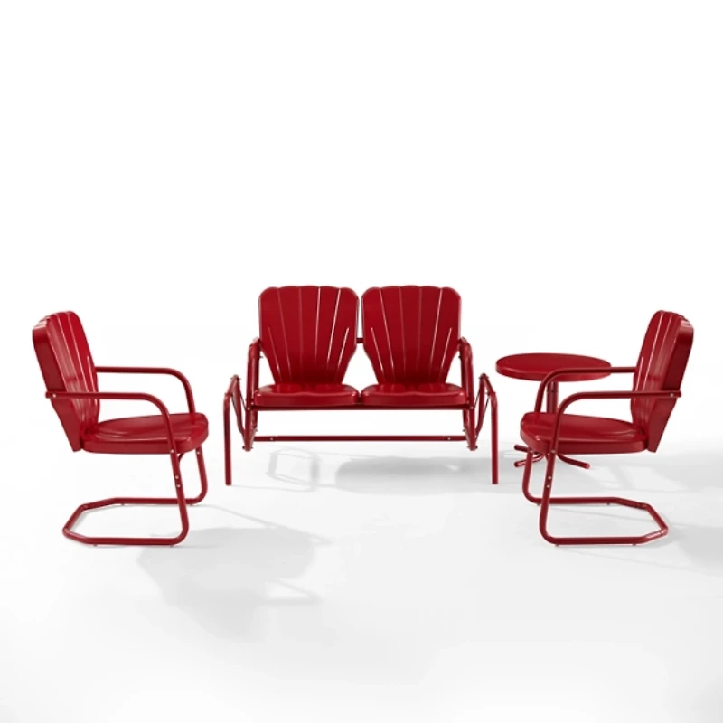 Red Metal Clamshell 4-pc. Outdoor Conversation Set