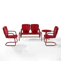 Red Metal Clamshell 4-pc. Outdoor Conversation Set