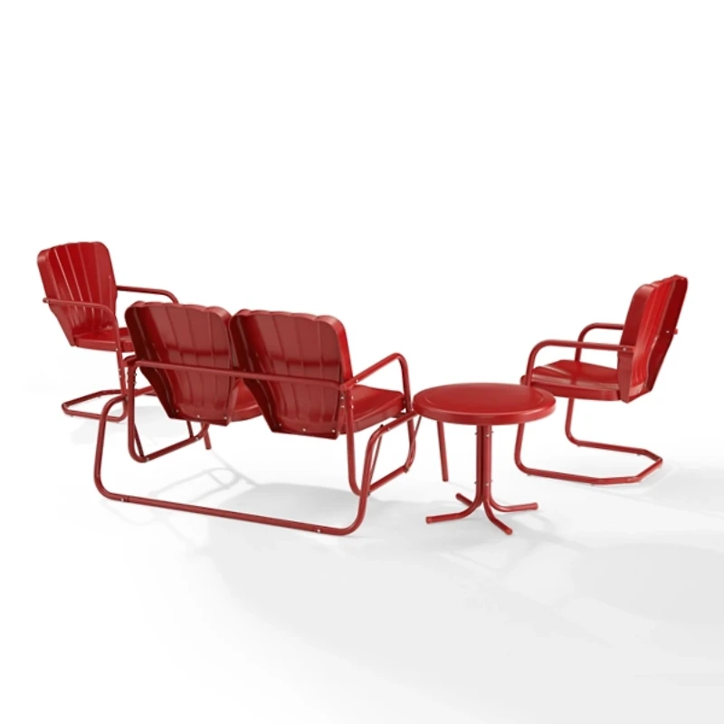 Red Metal Clamshell 4-pc. Outdoor Conversation Set