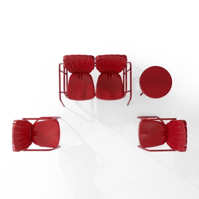 Red Metal Clamshell 4-pc. Outdoor Conversation Set