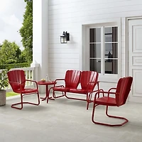 Red Metal Clamshell 4-pc. Outdoor Conversation Set