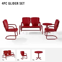 Red Metal Clamshell 4-pc. Outdoor Conversation Set