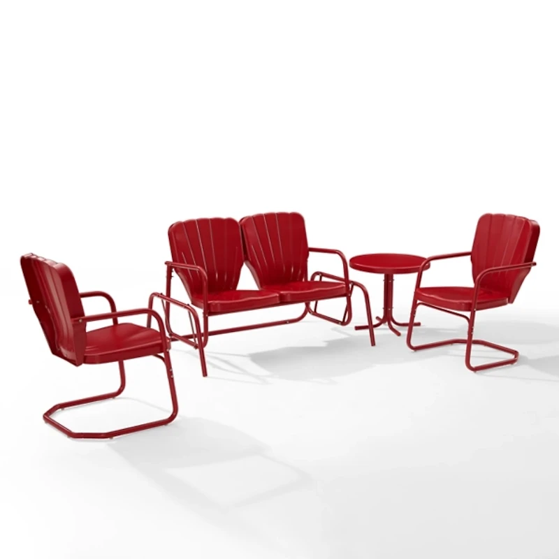 Red Metal Clamshell 4-pc. Outdoor Conversation Set