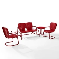 Red Metal Clamshell 4-pc. Outdoor Conversation Set