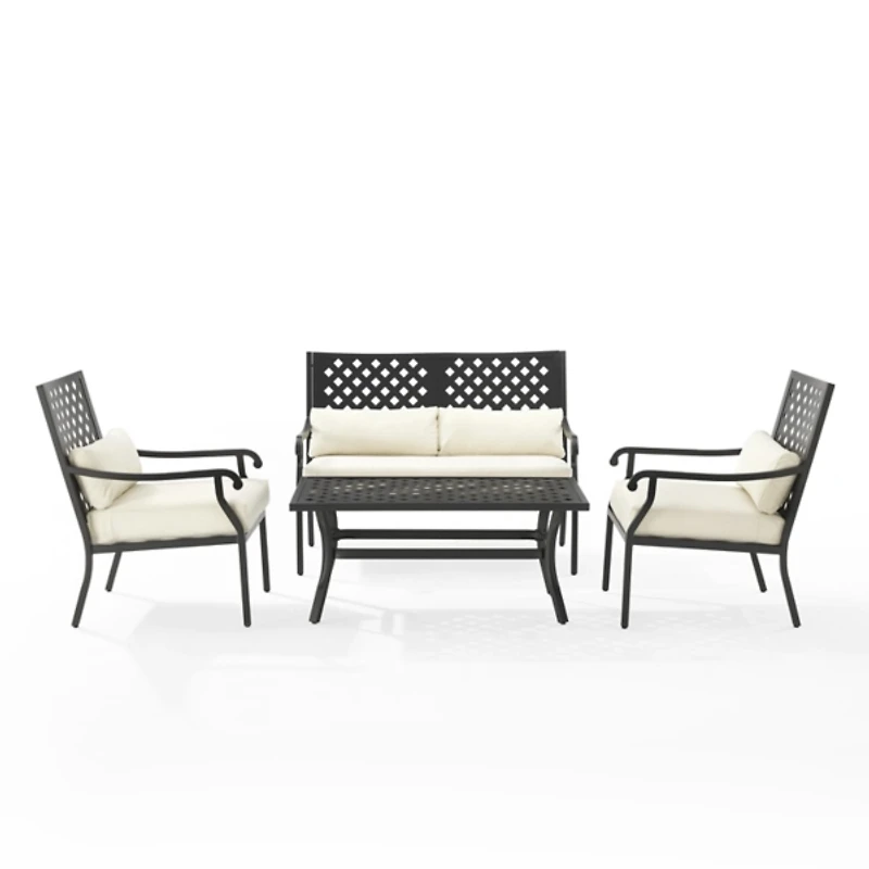 White Upholstered 4-pc. Outdoor Conversation Set
