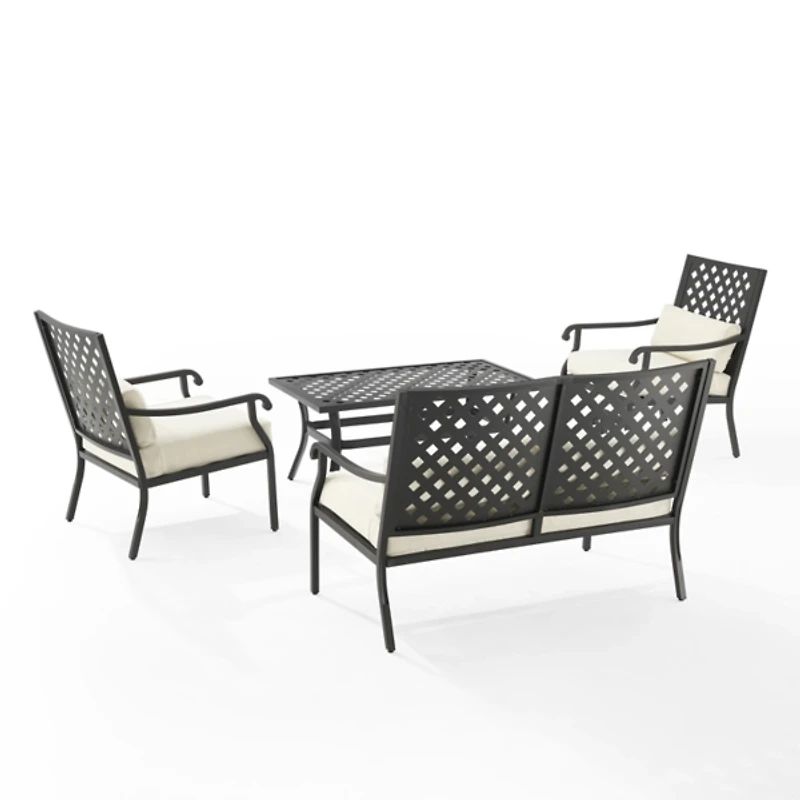 White Upholstered 4-pc. Outdoor Conversation Set