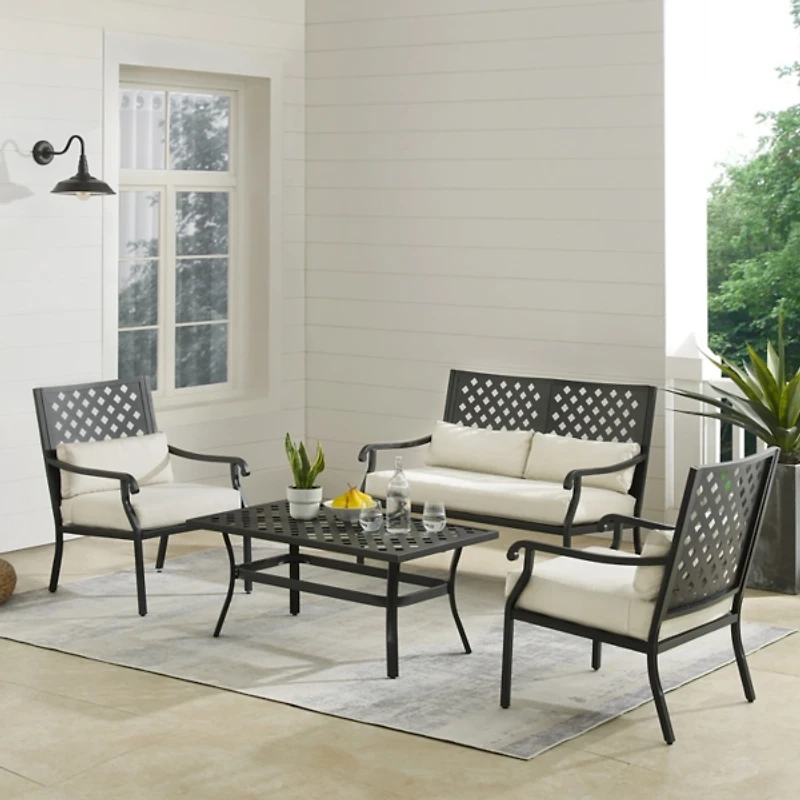 White Upholstered 4-pc. Outdoor Conversation Set
