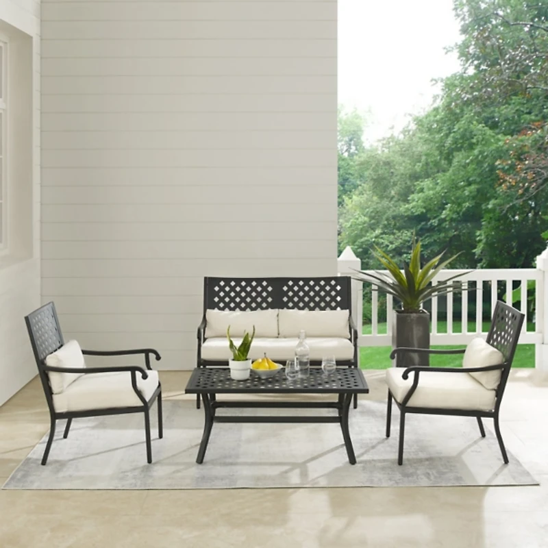 White Upholstered 4-pc. Outdoor Conversation Set
