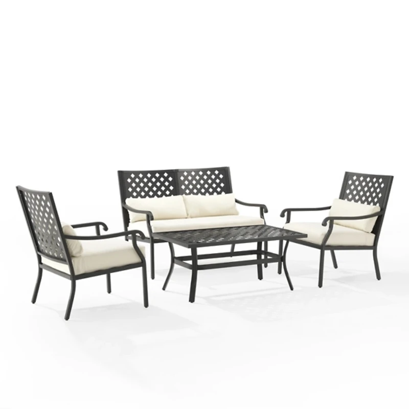 White Upholstered 4-pc. Outdoor Conversation Set