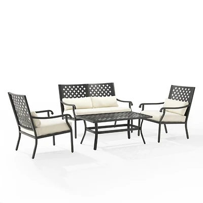 White Upholstered 4-pc. Outdoor Conversation Set