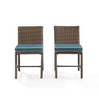 Blue Upholstered 2-pc. Outdoor Dining Chair Set