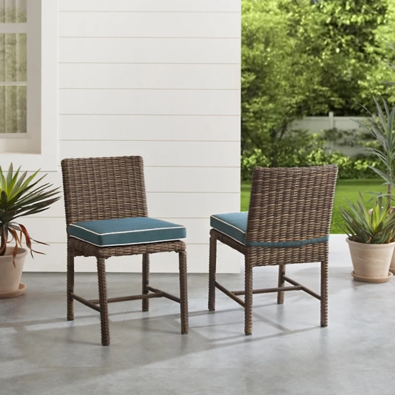 Blue Upholstered 2-pc. Outdoor Dining Chair Set