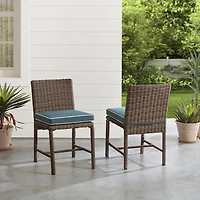 Blue Upholstered 2-pc. Outdoor Dining Chair Set