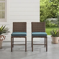 Blue Upholstered 2-pc. Outdoor Dining Chair Set