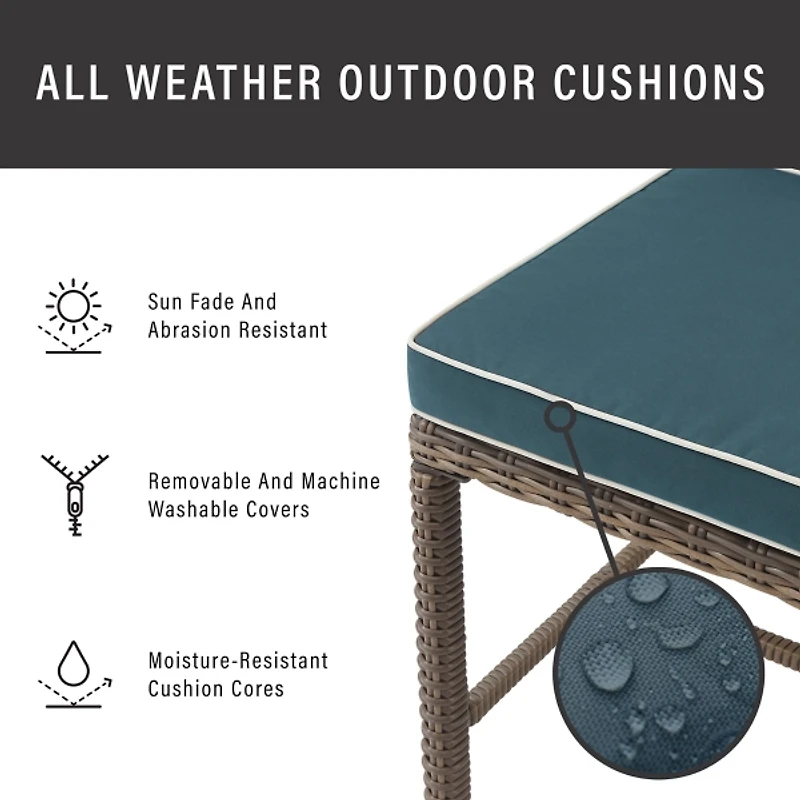 Blue Upholstered 2-pc. Outdoor Dining Chair Set