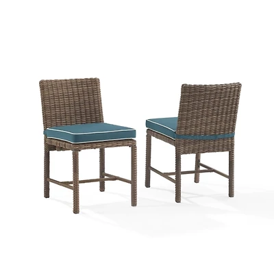 Blue Upholstered 2-pc. Outdoor Dining Chair Set