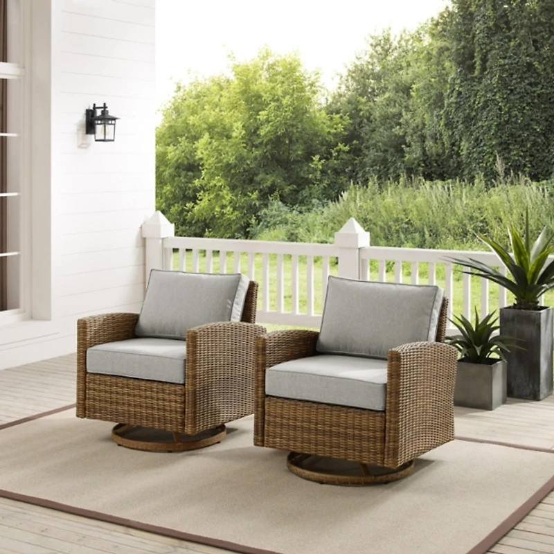 Upholstered Wicker Swivel Rockers