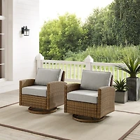 Upholstered Wicker Swivel Rockers