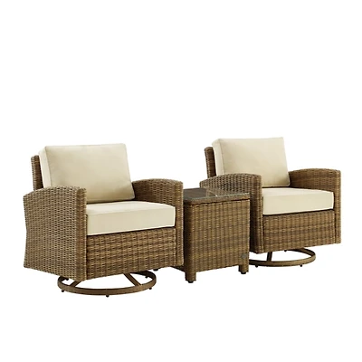 Beige Swivel Chair & Table 3-pc. Outdoor Set