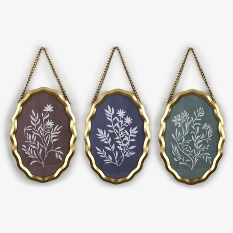 Botanicals Wavy Framed Art Prints, Set of 3