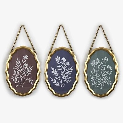 Botanicals Wavy Framed Art Prints, Set of 3