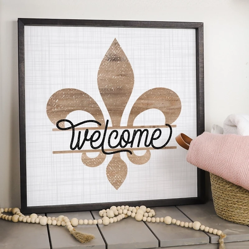 Welcome Fleur De Lis Wall Plaque