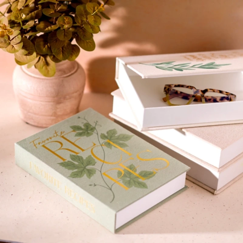 Favorite Recipes Linen Book Box