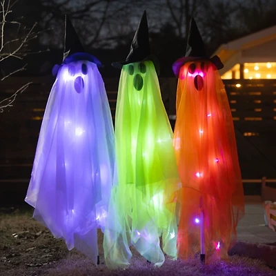 LED Neon Fabric Ghost Trio Lawn Stakes